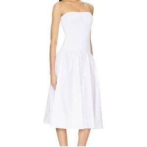 WeWoreWhat white strapless ribbed cotton midi Strapless Dress cotton Revolver XX